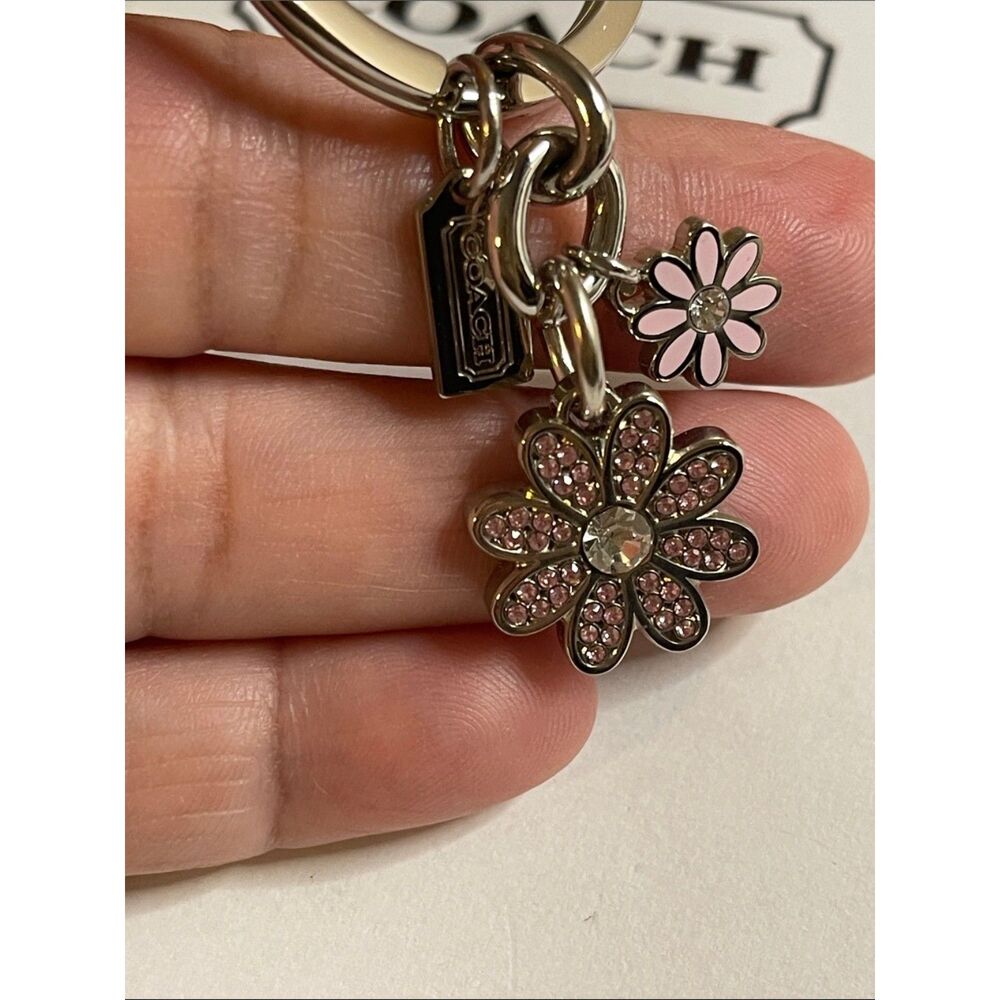 Coach Pink Floral Bag Charm Keyring NWOT